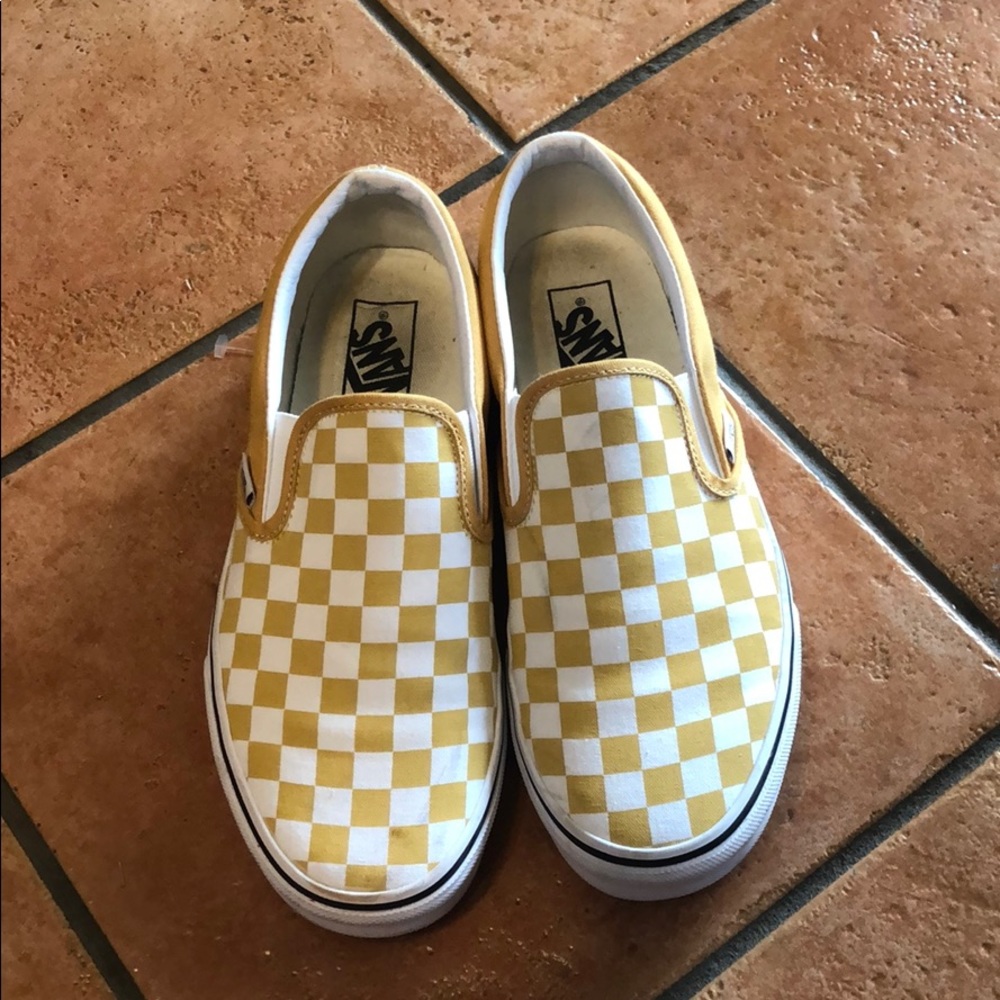 Yellow checkered vans shoes